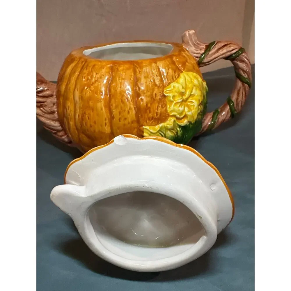 Vintage Regent Gallery Ceramic Pumpkin Teapot Fall Harvest Thanksgiving Tea Pot